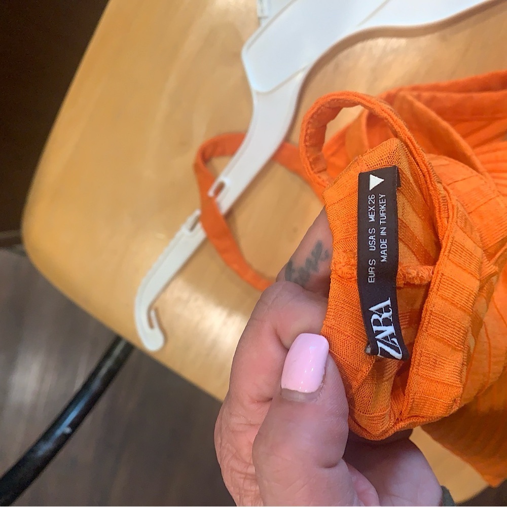 Zara Orange Raceback Steap MIDI Dress - Picture 3 of 3
